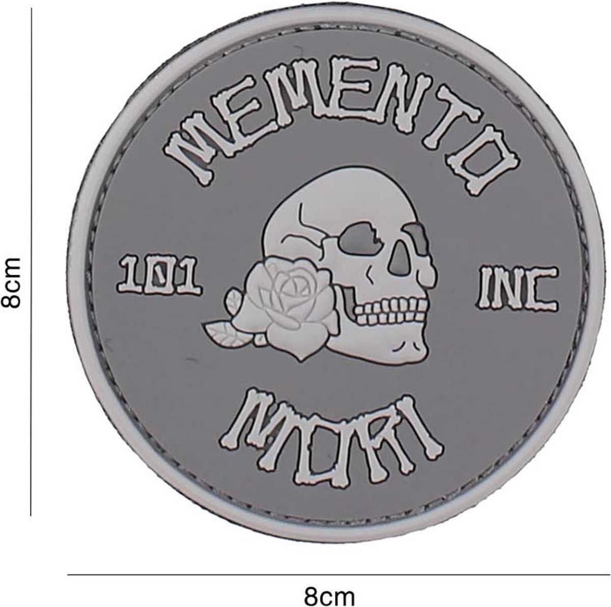 Embleem 3D PVC Memento mori rond grijs
