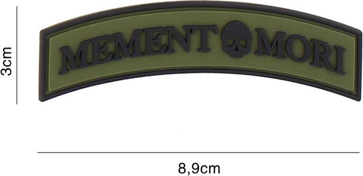 Embleem 3D PVC Memento mori tab groen