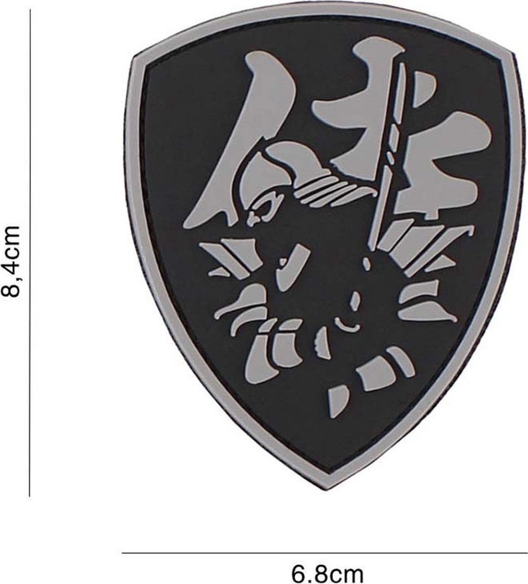 Embleem 3D PVC Samurai shield grijs