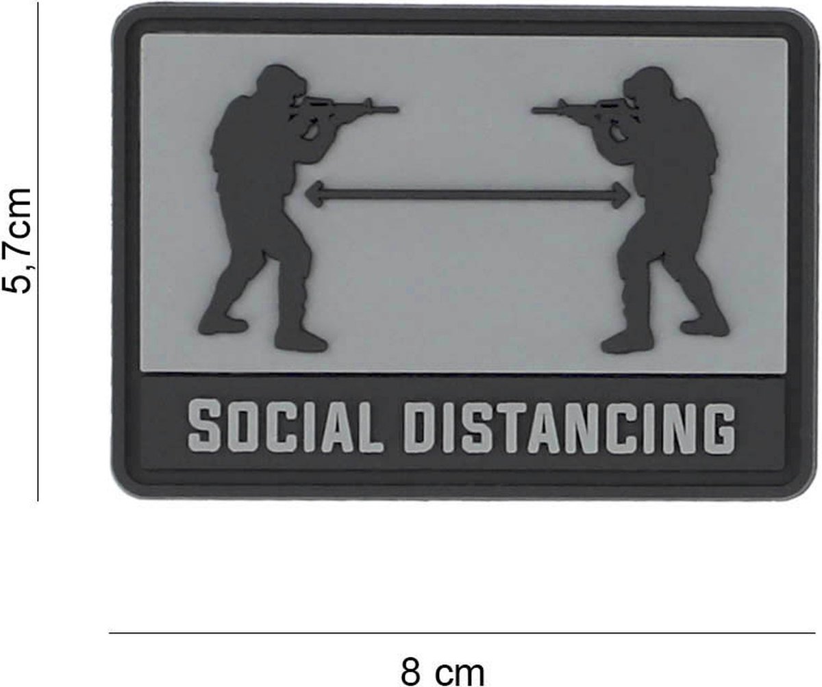 Embleem 3D PVC Social distance grijs