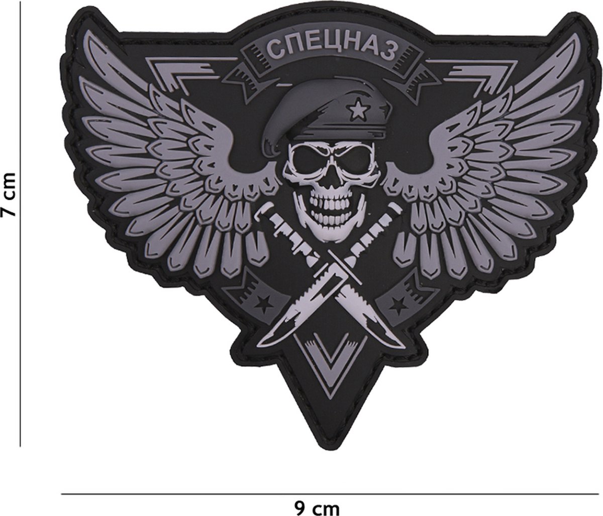 Embleem 3D PVC Spetsnaz skull grijs