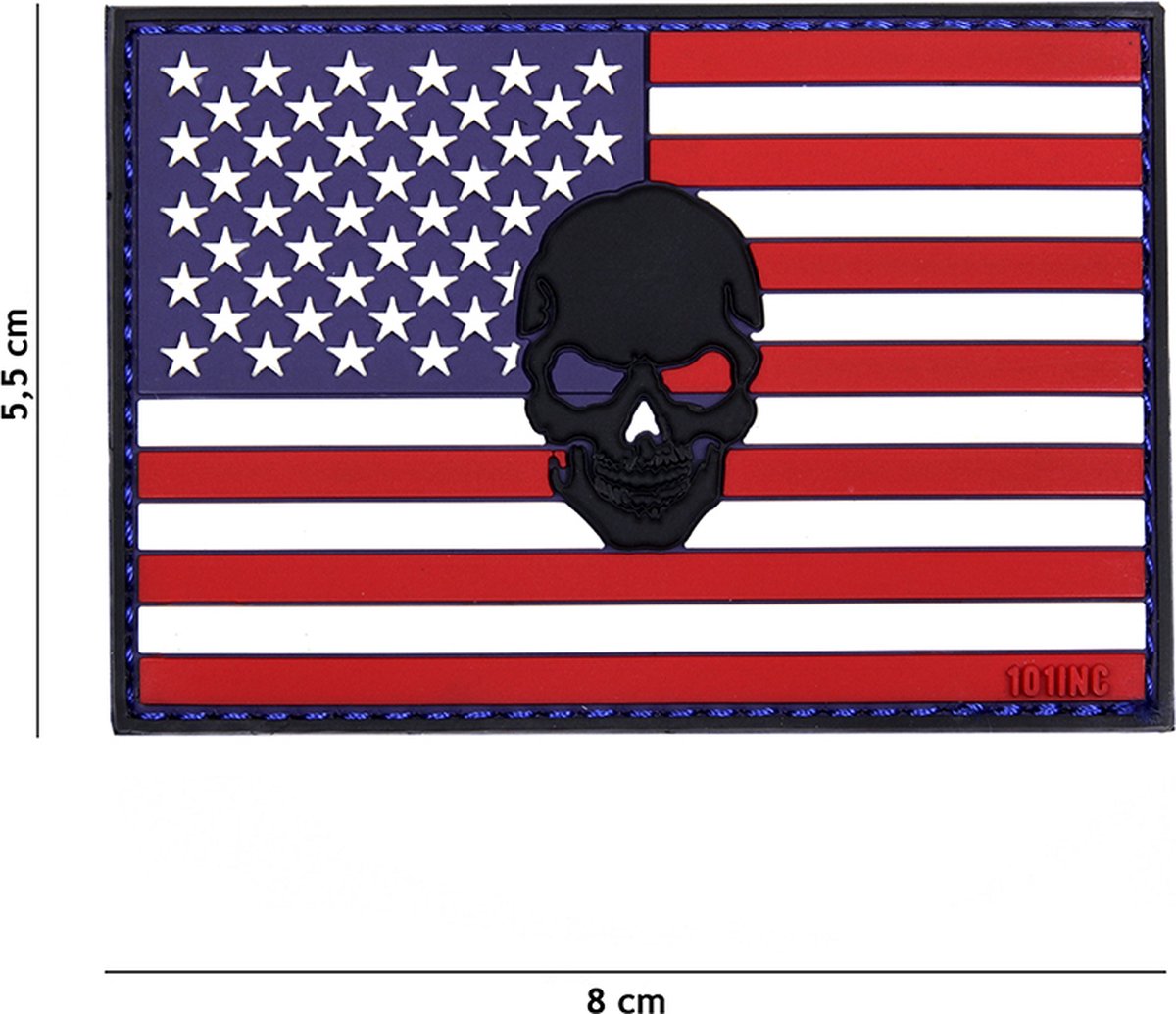 Embleem 3D PVC Vlag USA + skull