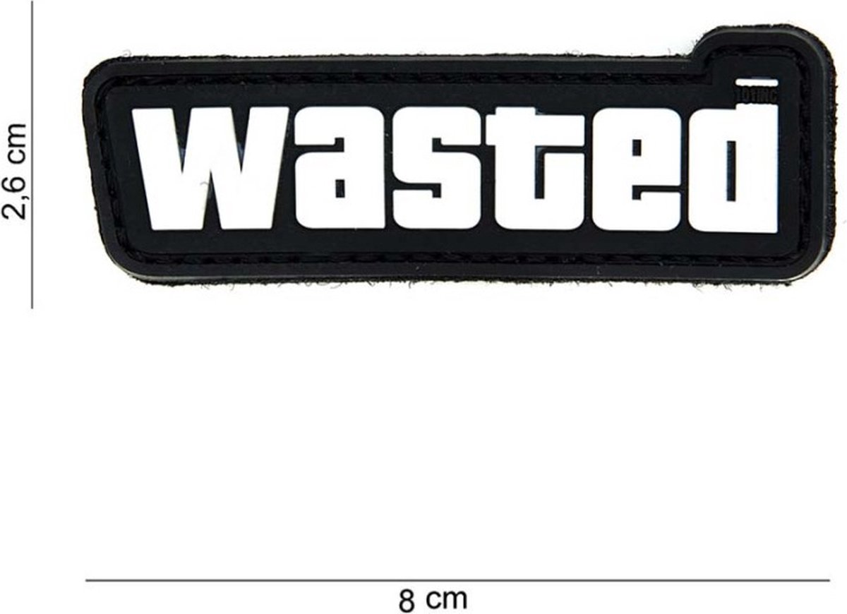 Embleem 3D PVC Wasted zwart/wit