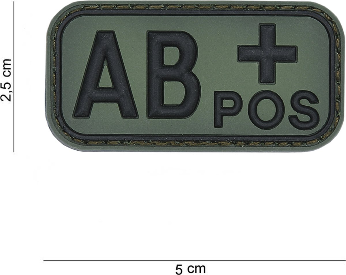 Embleem 3D PVC bloedgroep AB+ positief green