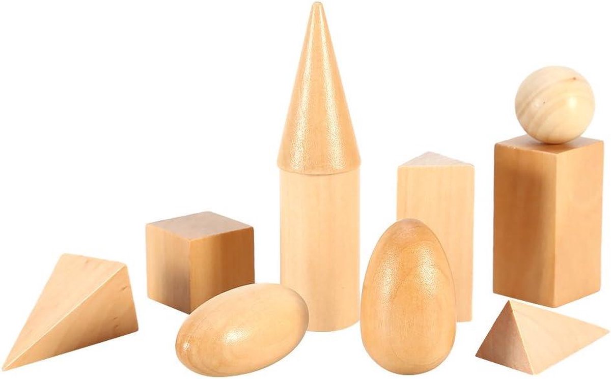 10 stuks verschillende driedimensionale geometrische blokken voor kleuterschool cognitief en educatief leren .