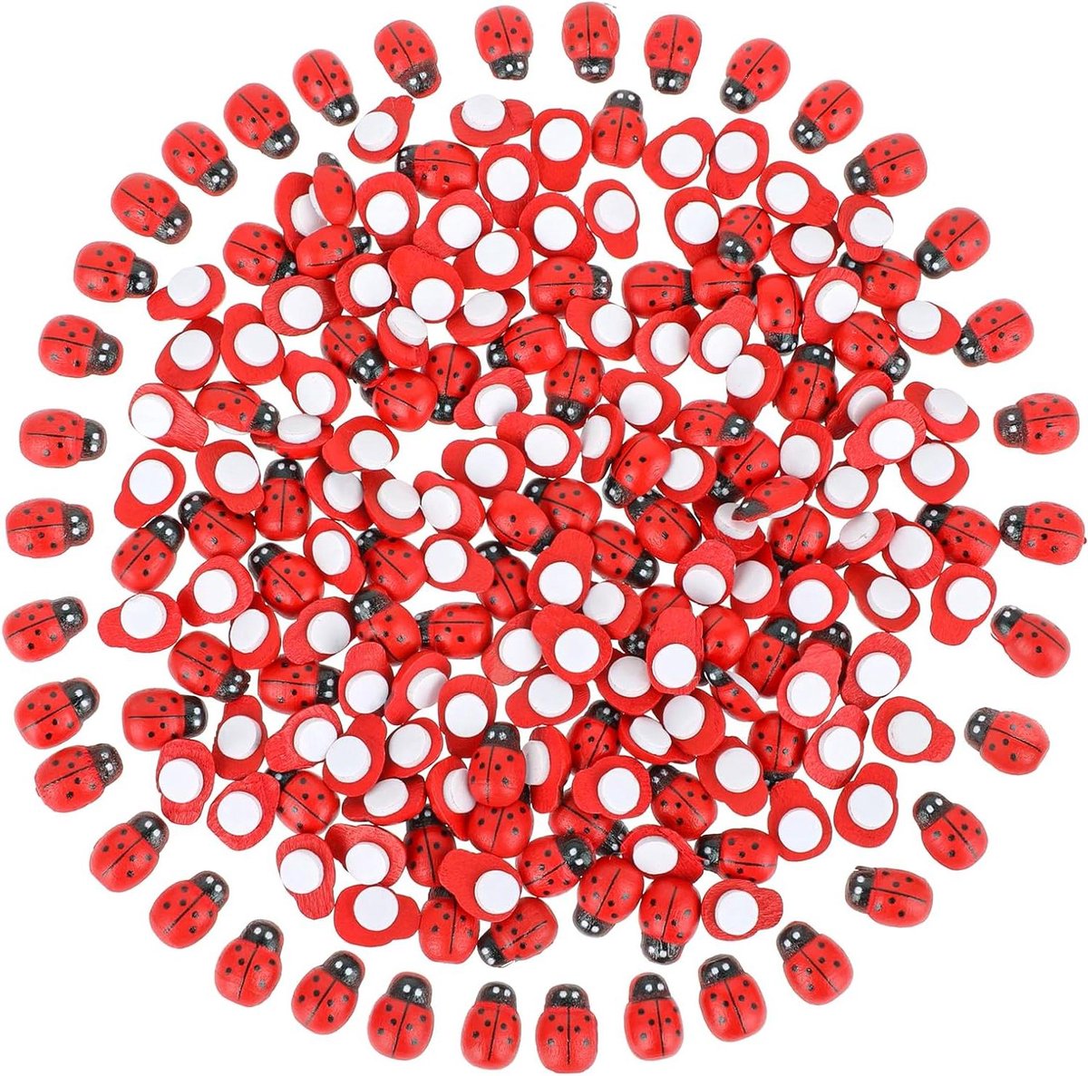 200 stuks kleine houten lieveheersbeestjes decoratie zelfklevende levende lieveheersbeestjes plakboekdecoraties flatback lieveheersbeestjes versiering voor tuin doe-het-zelf ambachtelijke.