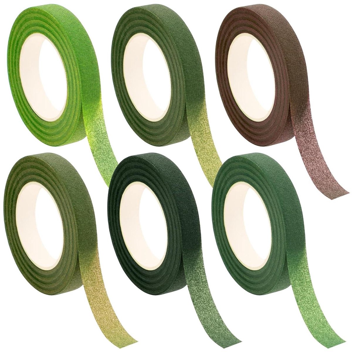 6 rollen crêpe tape 12 mm groen bloemistenlint bloemenband voor bloemstukken bruiloften woondecoratie boeket verpakking (27 m/linten)