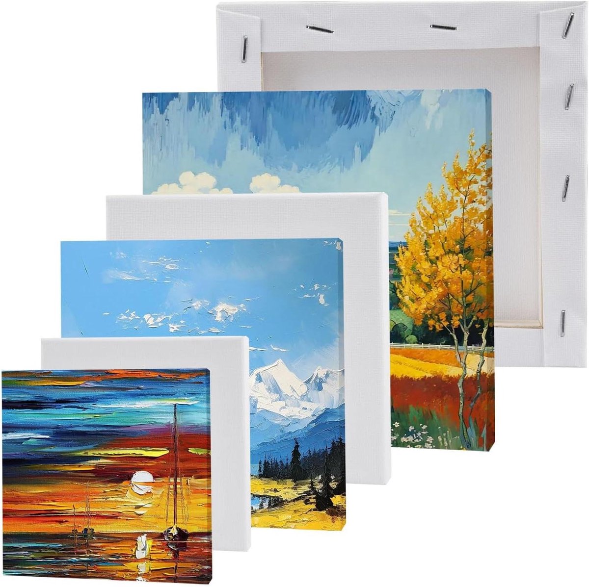 Canvas Frame Stretcher Frame Mini Canvas Set for Oil Painting Watercolor Painting - 6 Pieces