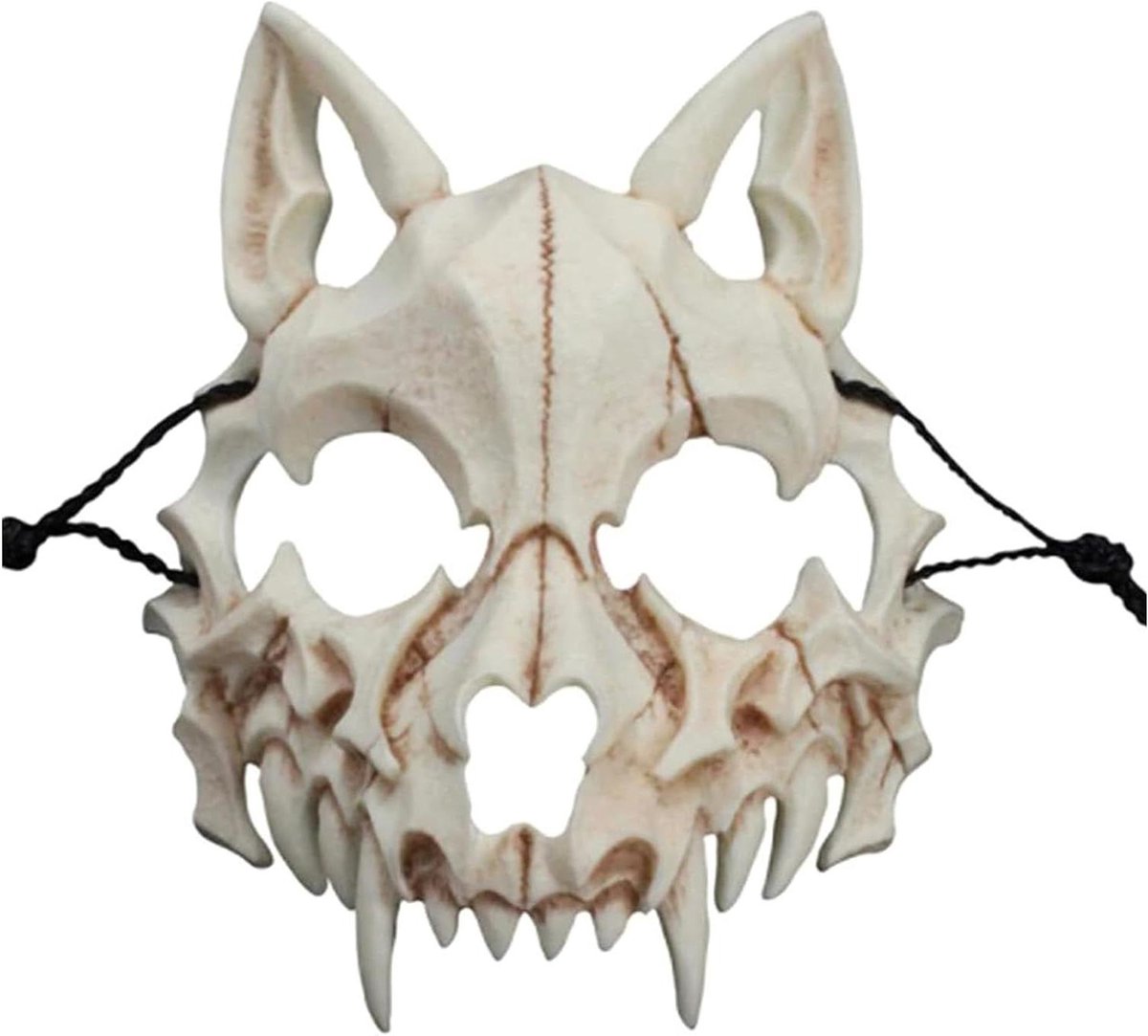 Animal Skeleton Mask Halloween Resin Dog Skull Bones Teeth Scary Horror Devil Wolf Werewolf Mask Half Mask for Carnival Fancy Dress Halloween Skeleton Chinless
