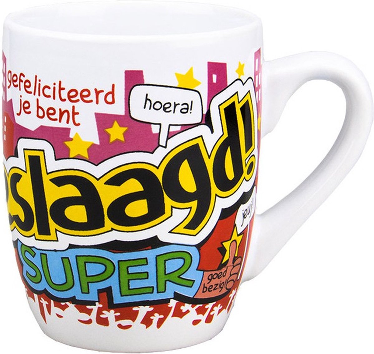 Cartoon mok geslaagd