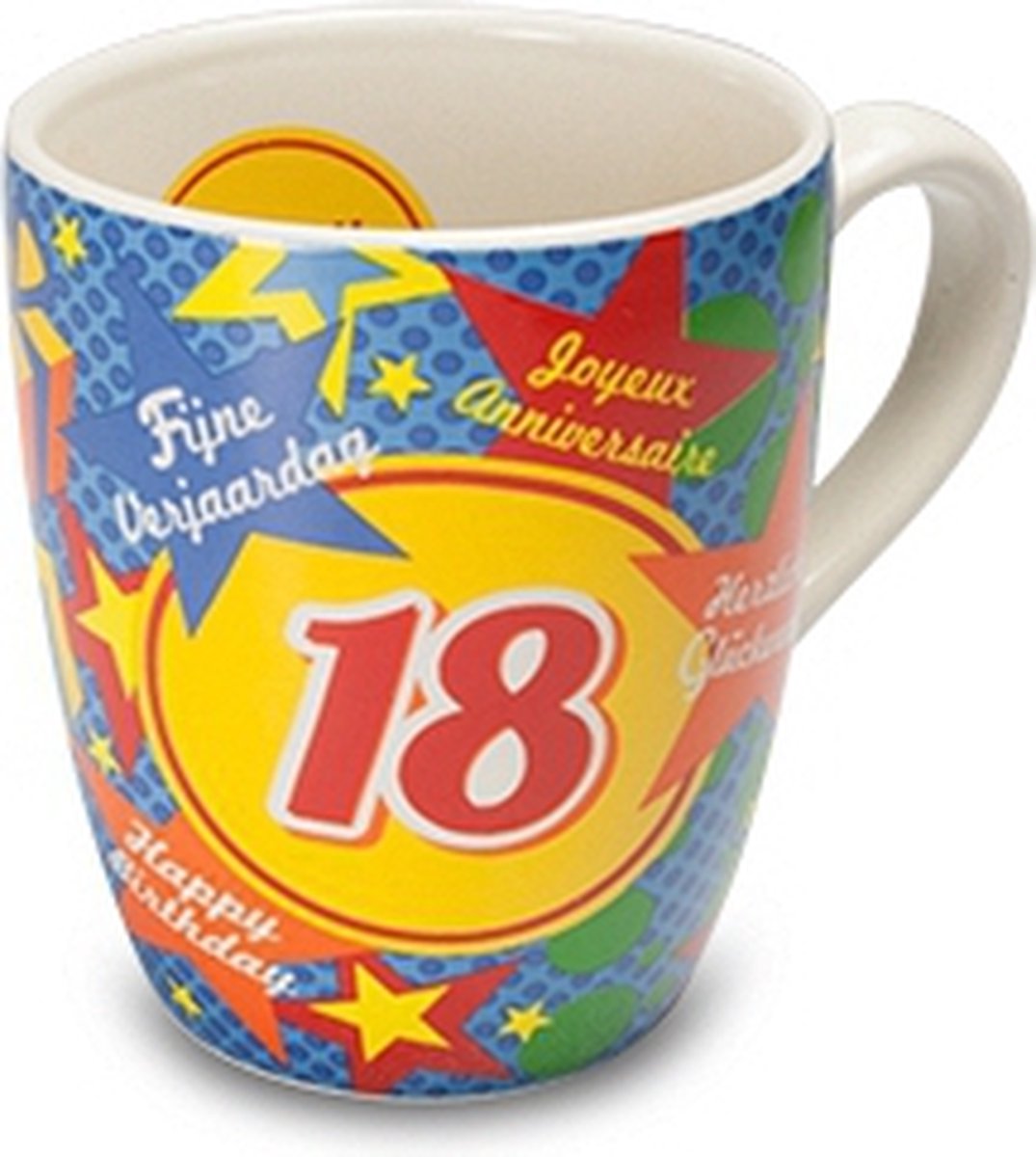 Koffie mok - Leeftijdmokken - 18 jaar - Verjaardag cadeau - 300ml - Gekleurde mok