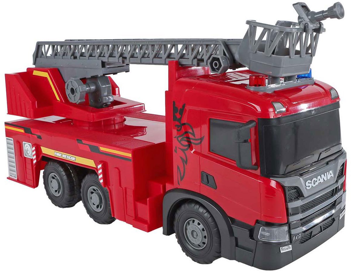 2-Play Scania Vrachtwagen Brandweerwagen Frictie met Licht en Geluid