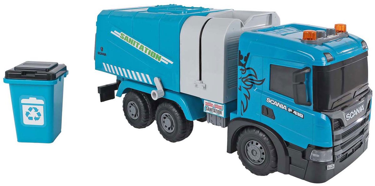 2-Play Scania Vrachtwagen Vuilniswagen Frictie met Licht en Geluid