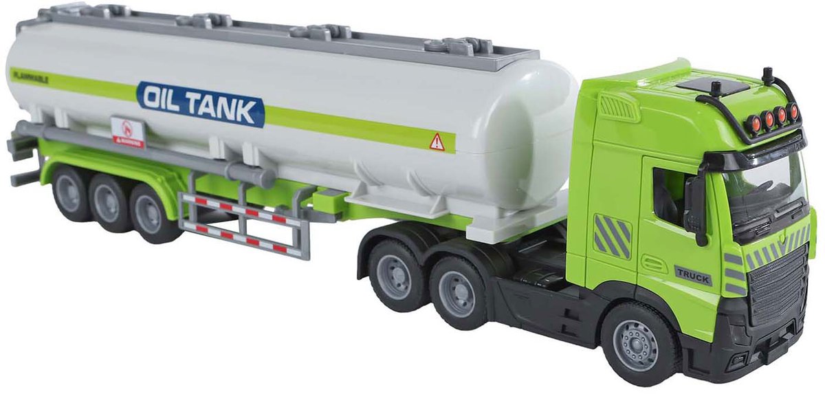 2-Play Vrachtwagen met tank-oplegger frictie licht en geluid