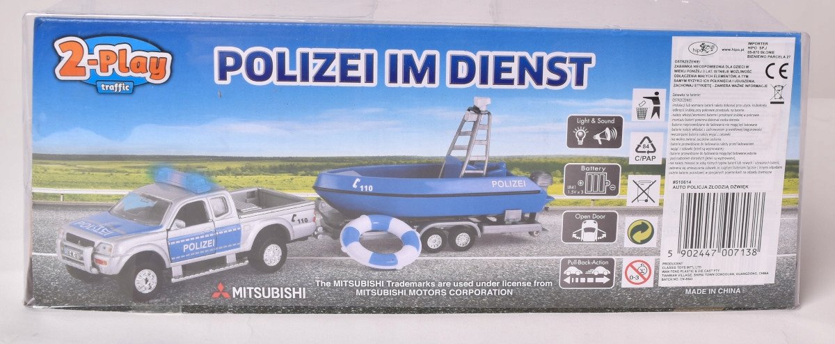 Politiewagen Mitsubishi Pick-up met Boot en Geluid & Licht