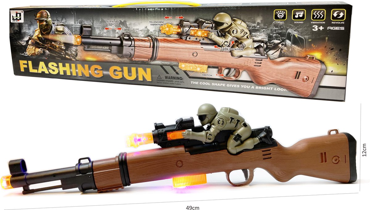 Flashing gun shotgun speelgoed geweer - Olympia - met licht , tril functie en schiet geluiden - 49CM