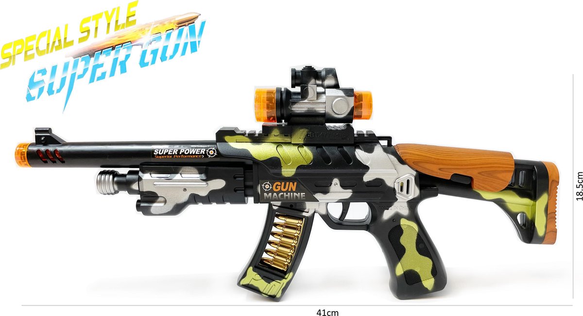 Speelgoed geweer - FN FAL - LED licht, schietgeluiden en trill functie - Special style Super Gun - 41CM 9incl. batterijen)