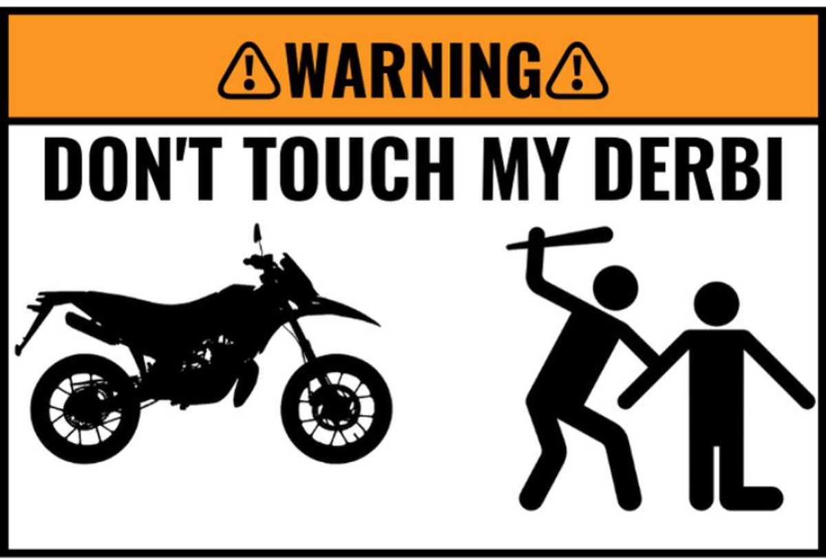 2X Custom DONT TOUCH MY BIKE Sticker - DERBI