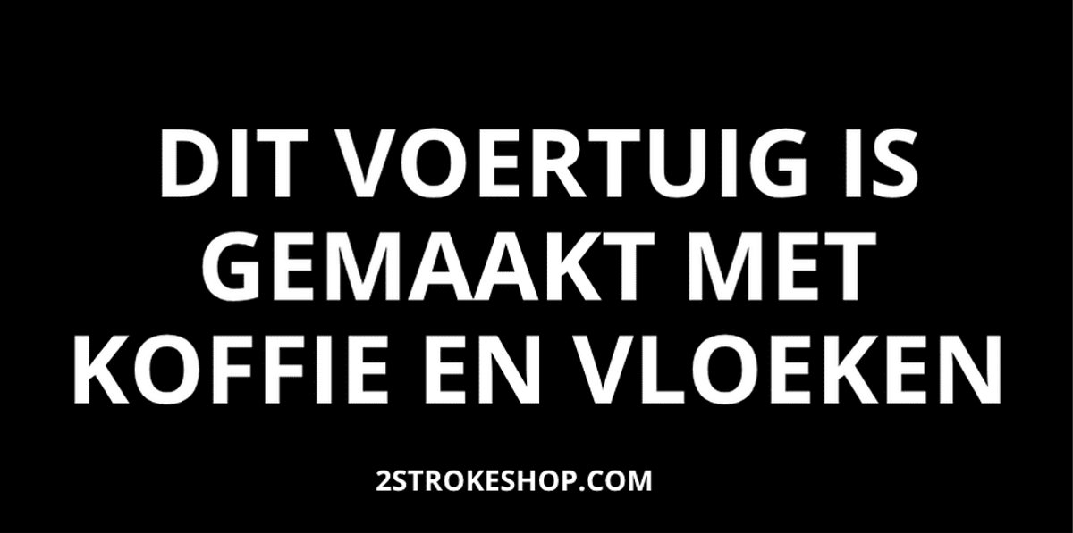 Dit voertuig is gemaakt met koffie en vloeken - Auto Sticker grappig - 8x4cm - 3 Stuks