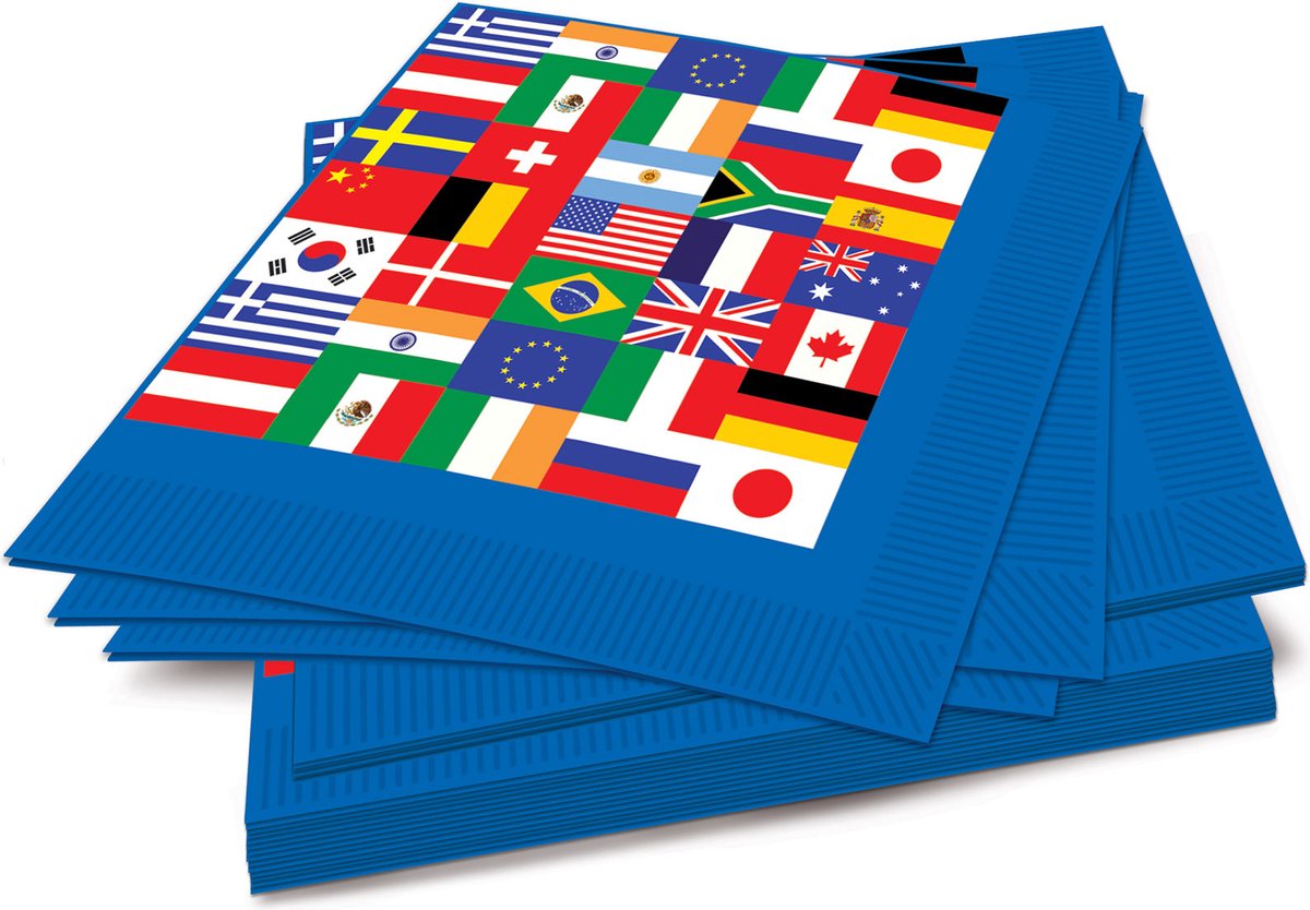 360 DEGREES - 16 Servetten vlaggen landen van de wereld 33 x 33 cm
