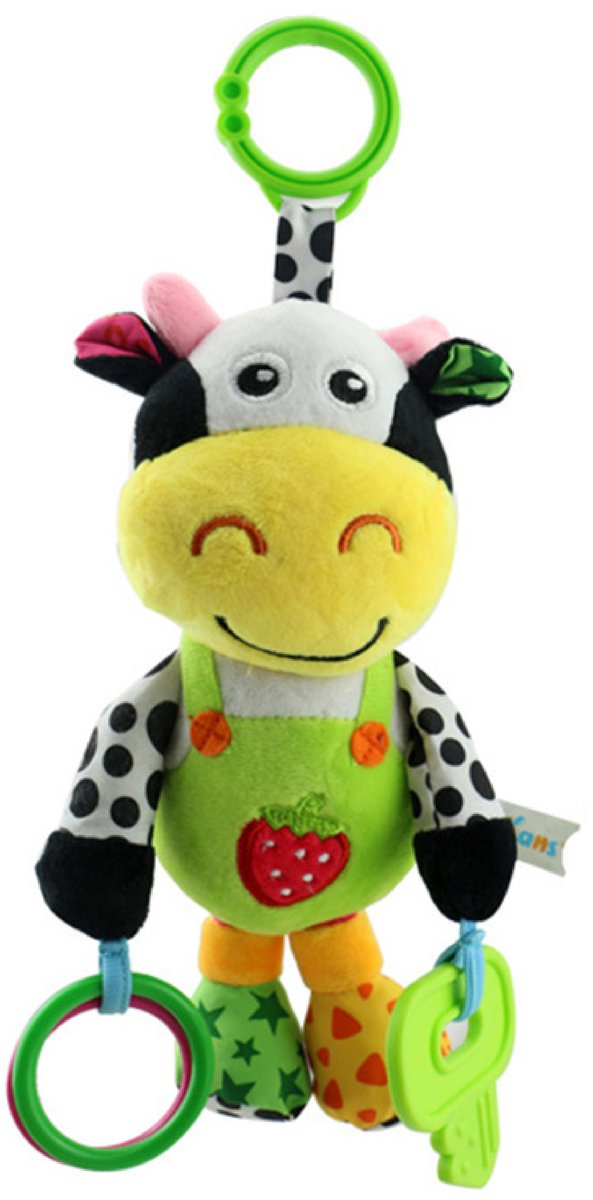 360 Toys® - Baby Knuffel - Bijtspeelgoed Koe - Bijtketting - BPA vrij - Baby speelgoed 6 maanden - Babyknuffel - Kauwketting - Baby speelgoed 0 jaar - Baby speelgoed 1 jaar