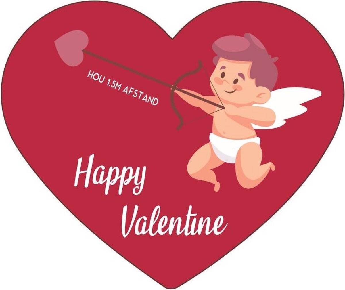 Corona covid valentijn vloersticker hartvormig met laminaat- Valentijn- afstand houden-1m50- diameter 42.5cm- 5stuks