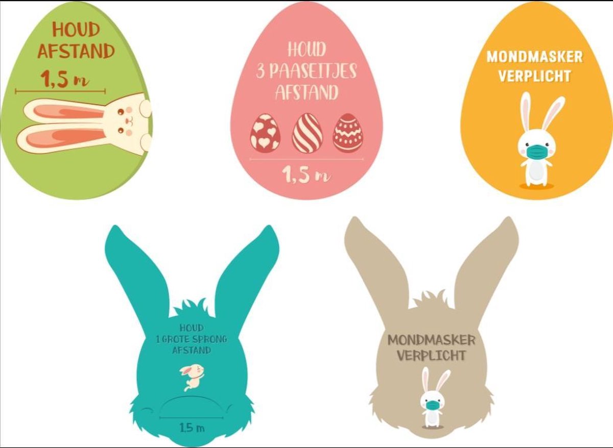 Covid Vloersticker- Paaspakket- 5stuks