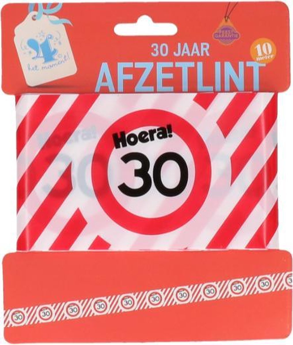 Afzetlint Hoera! 30 - 30 jaar -  ! - 10 meter