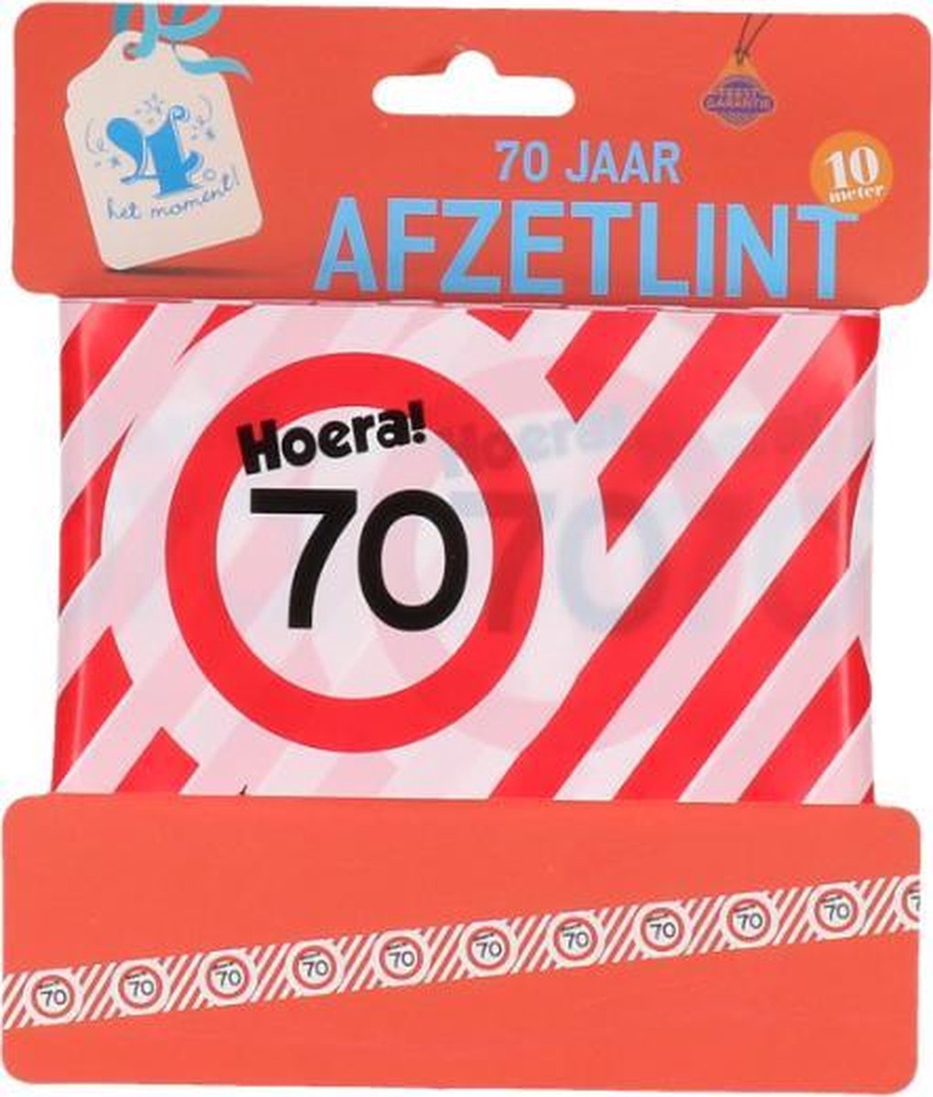 Afzetlint Hoera! 70 - 70 jaar -  ! - 10 meter