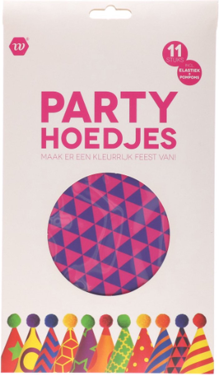 Party hoedjes 11 stuks - Inclusief Elastiek en Pompoms - 11x Feesthoedjes - Papieren Feest Hoedjes - Feesthoed - Jarig - Partyhat - Verjaardagskroon - Feestmuts - Kinderen - Kinderverjaardag - Party
