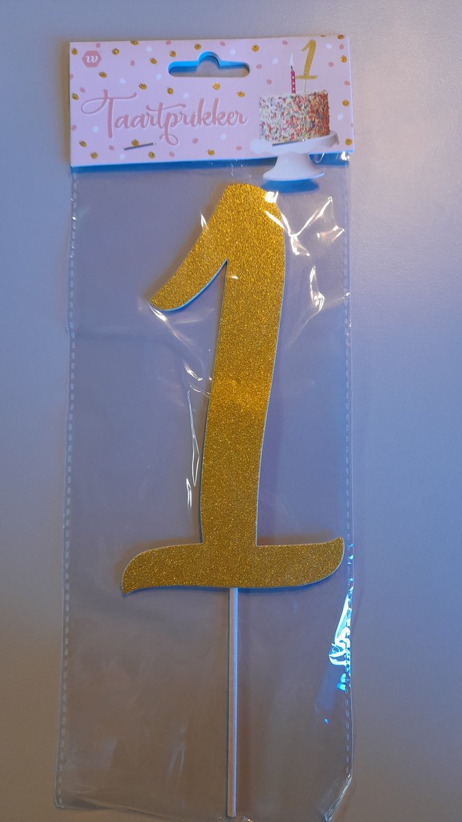 Taart prikker - 1 Jaar - Goud Glitter Taartprikker - Leuk voor op de taart bij een 1 jarige verjaardag