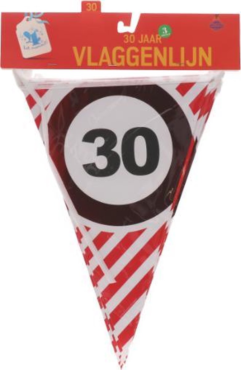 Vlaggenlijn 30 - 30 jaar - Slinger - 4 het moment! - 3 meter