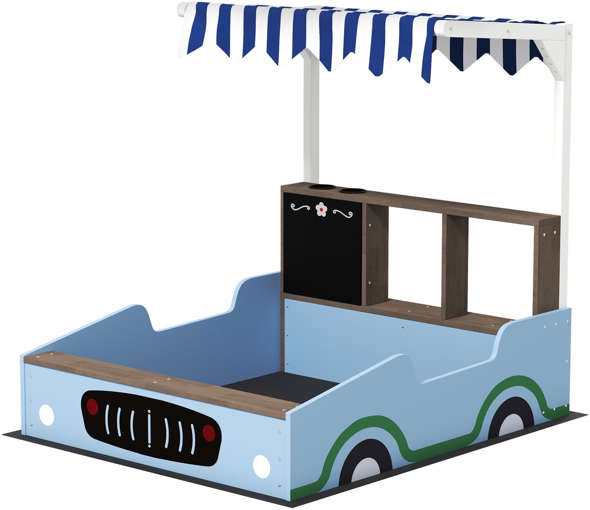 4goodz Zandbak met zitbank, tafel en zonnedak 104x90x108 cm - Blauw