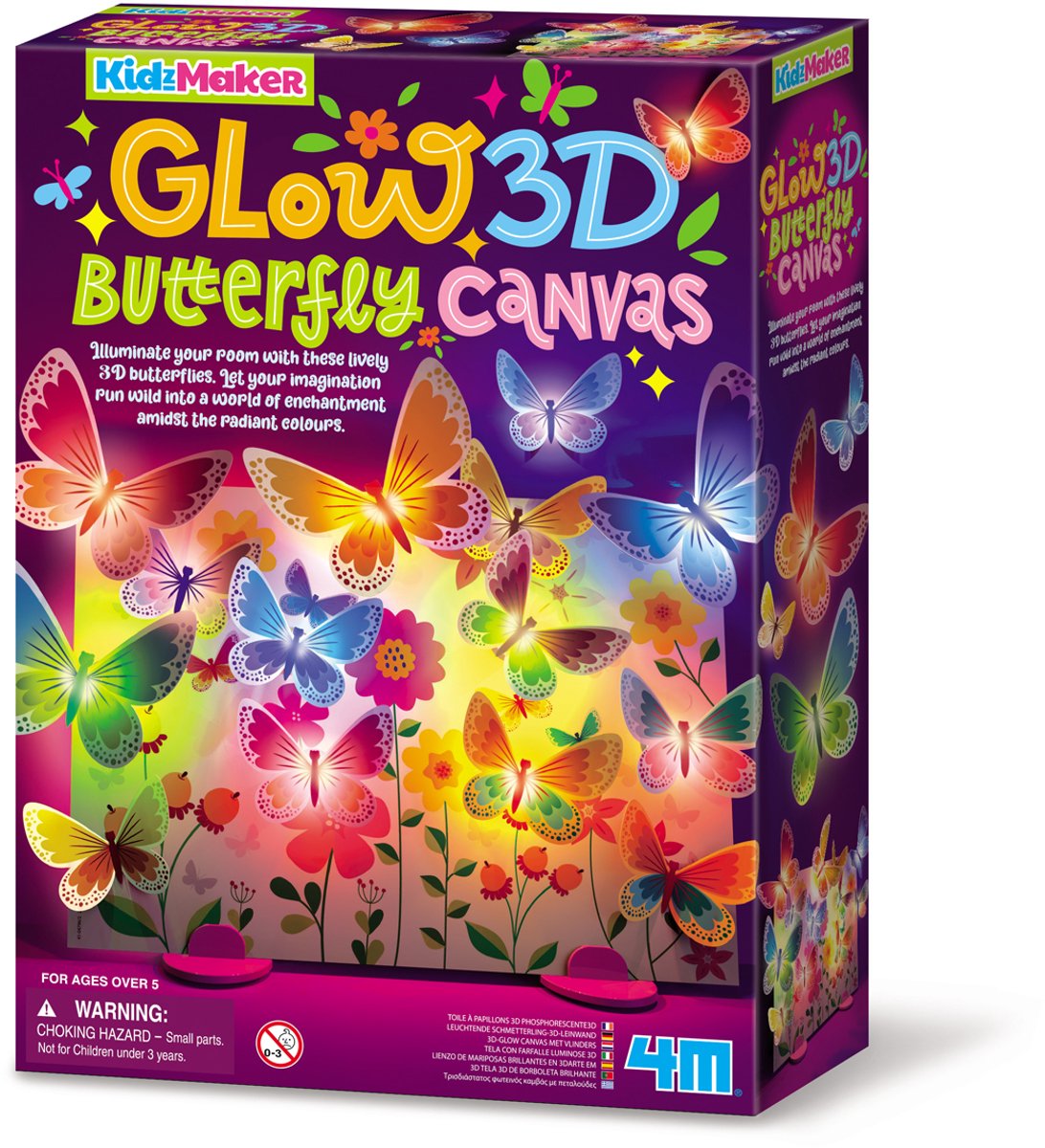 Canvas Met 3D Glow Vlinders