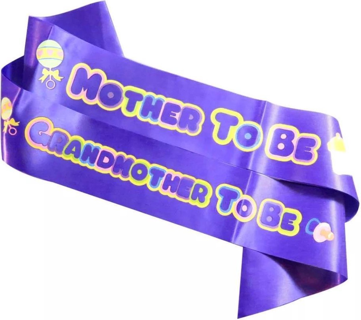 2-delige Babyshower sjerpen set Mommy en Grandma to Be paars met pastel kleuren - babyshower - genderreveal - kraamfeest - sjerp