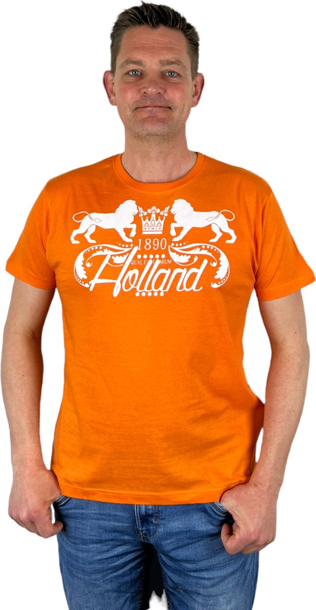 Oranje Heren T-Shirt - 1890 Holland -  Voor Koningsdag - Holland - Formule 1 - EK/WK Voetbal - Maat XL