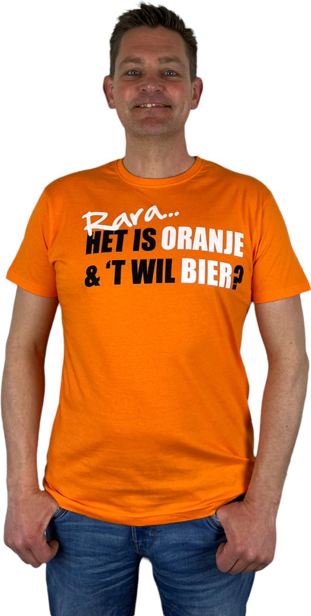 Oranje Heren T-Shirt - Rara.. Het Is Oranje & T Wil Bier? -  Voor Koningsdag - Holland - Formule 1 - EK/WK Voetbal - Maat XL