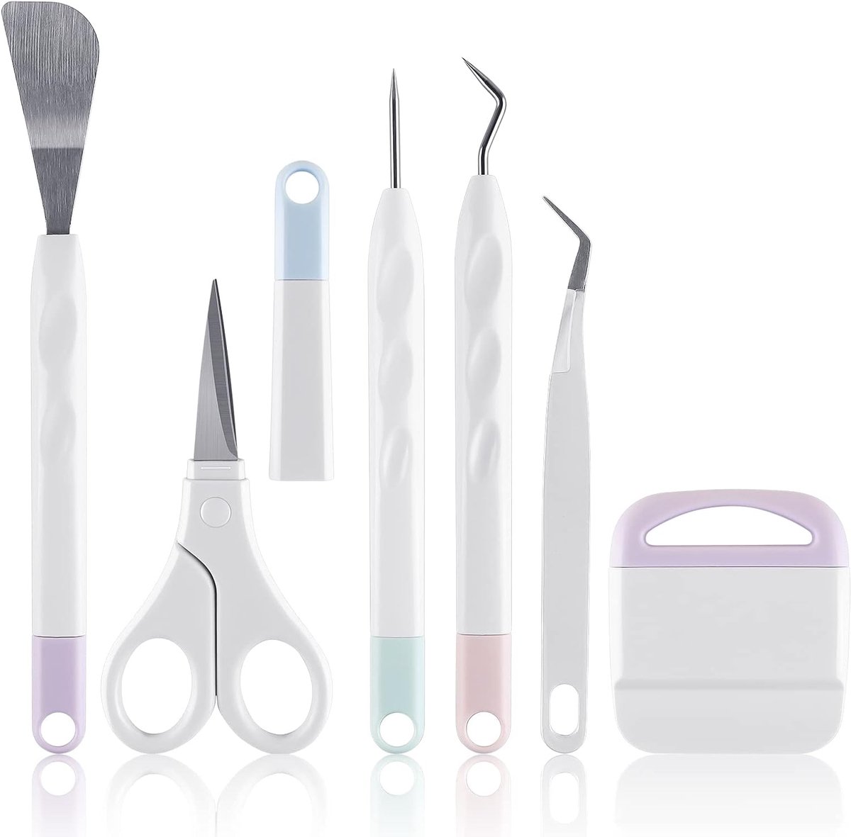 6 STKS Vinyl Wieden Gereedschap Set, Spatel/Schaar met Cap/Piercing Tool/Onkruid/Pincet/Schraper Basic Wieden Tool Kit RVS Plotter Accessoires voor Scrapbooking Cardstock Opstrijkprojecten