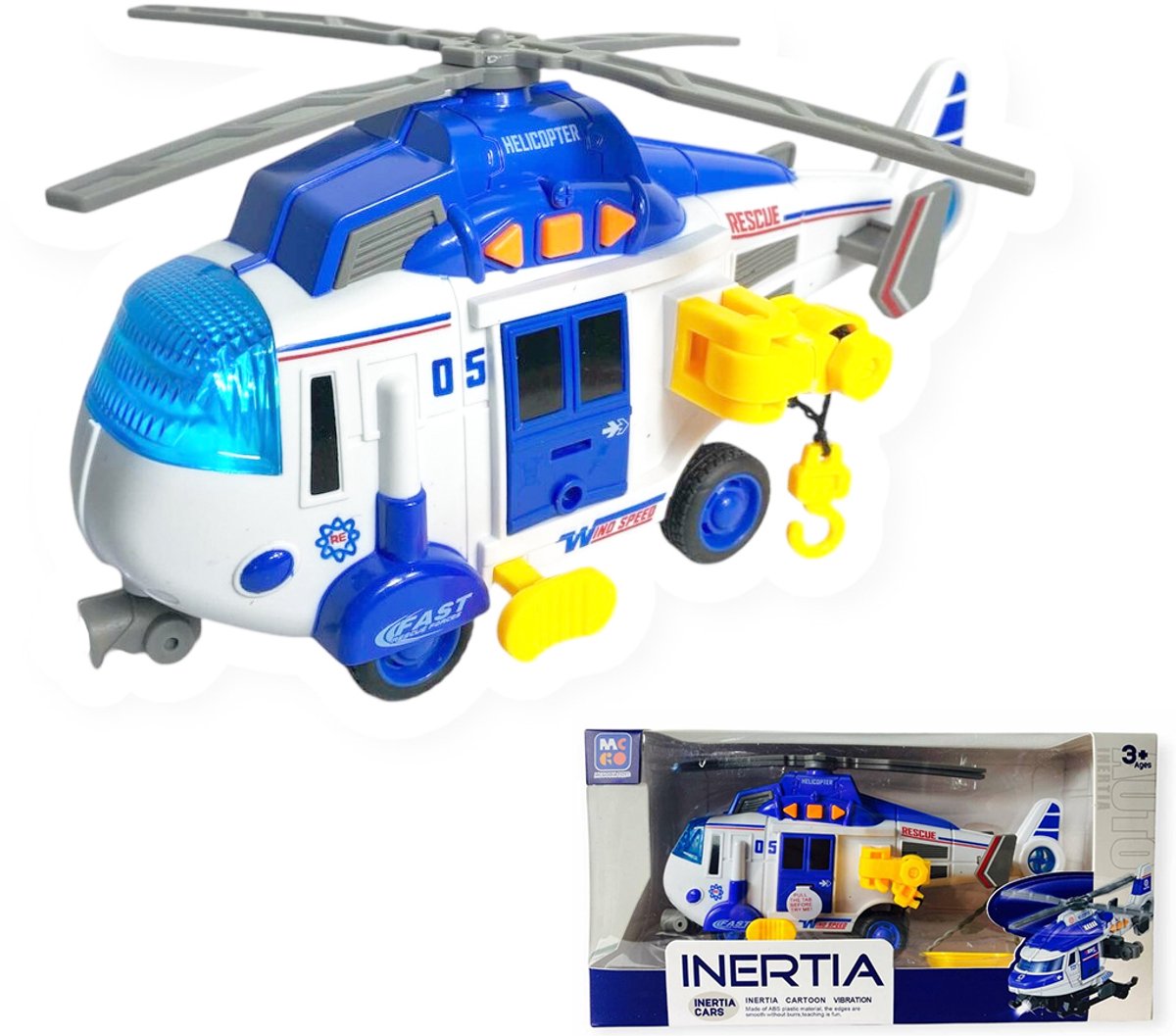 Rescue helicopter - Reddingshelikopter Avontuur Pro – Met Hijshaak, Geluiden & Lichteffecten 22CM - vanaf 3jaar - speelgoed helikopter-