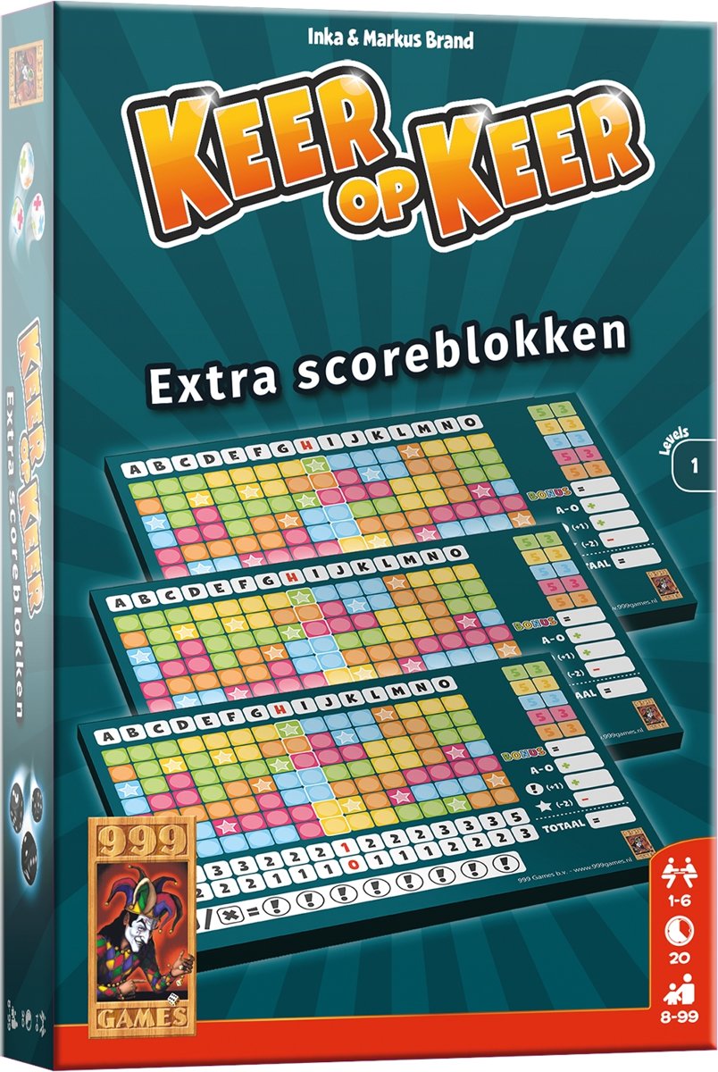 Keer op Keer Scoreblok 3 stuks Level 1 Dobbelspel