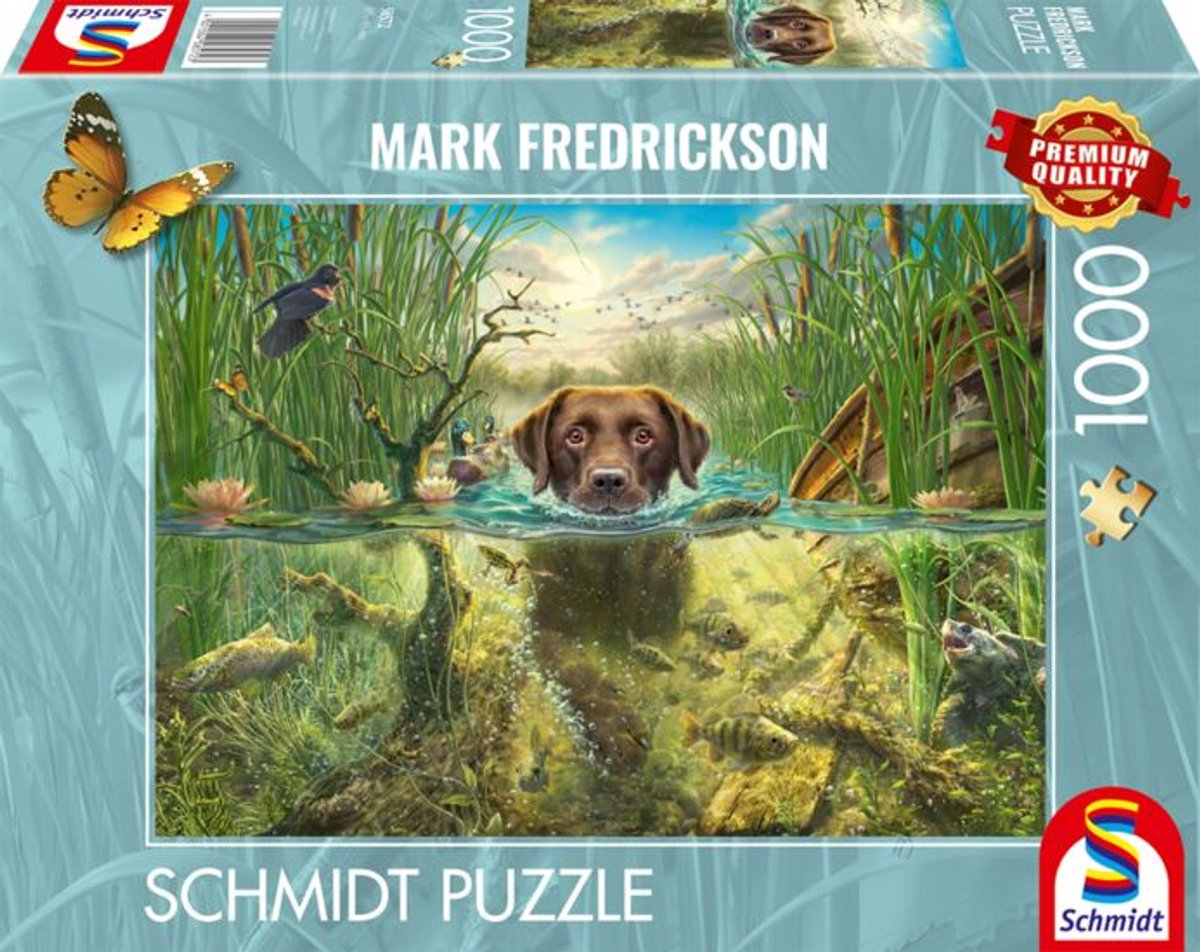 Schmidt puzzel - Chocolate labrador swimming, 1000 stukjes - Legpuzzel