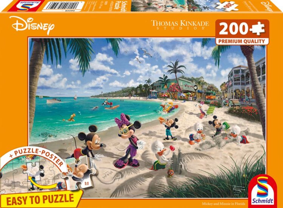 Schmidt puzzel - Thomas Kinkade Studios - Disney, Mickey & Minnie in Florida, 200 stukjes - Legpuzzel