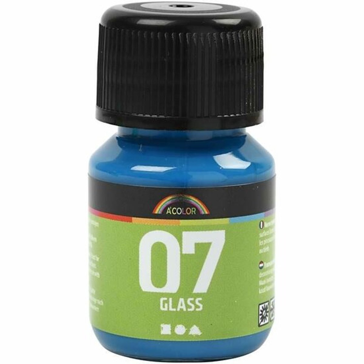 Glasverf - Porseleinverf - Glanzend Transparant - Turquoise - Waterbasis Verf voor Glas, Porselein en Plastic - Geen Afbakken Nodig - 30ml - A-Color voor Creatieve Decoratie Projecten