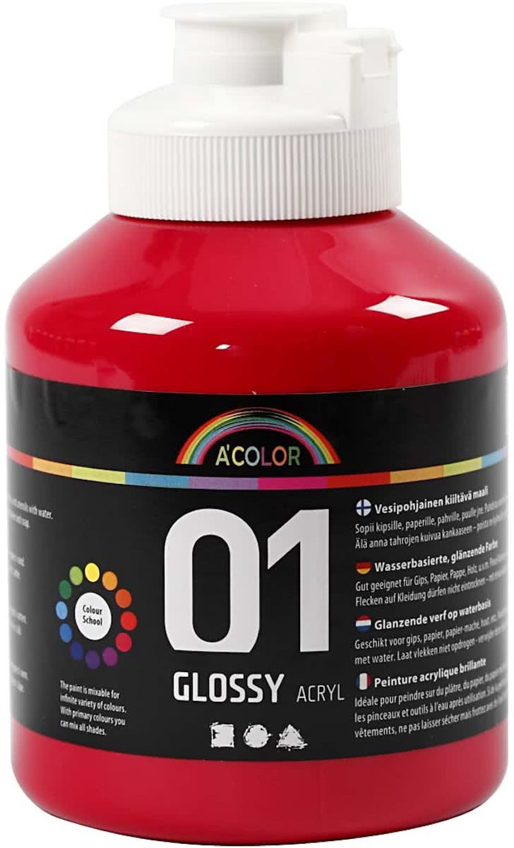 A-color Glossy acrylverf, primair rood, 01 - glossy, 500 ml