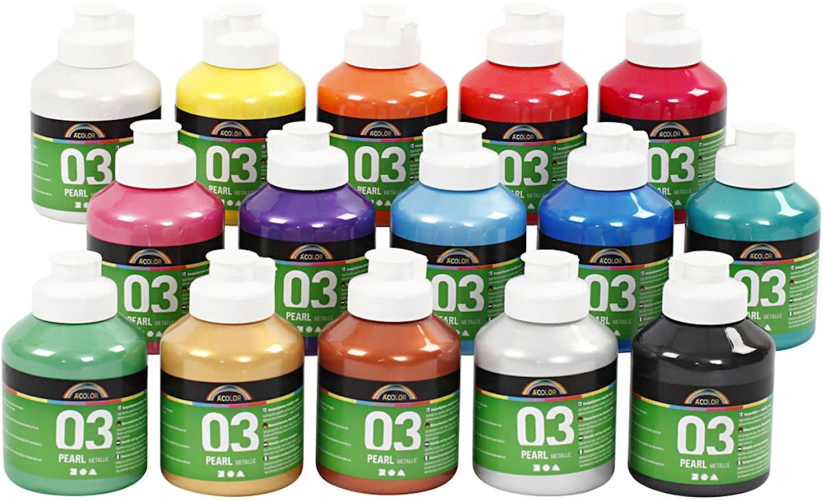 A-color acrylverf, kleuren assorti, 03 - metallic, 15x500 ml