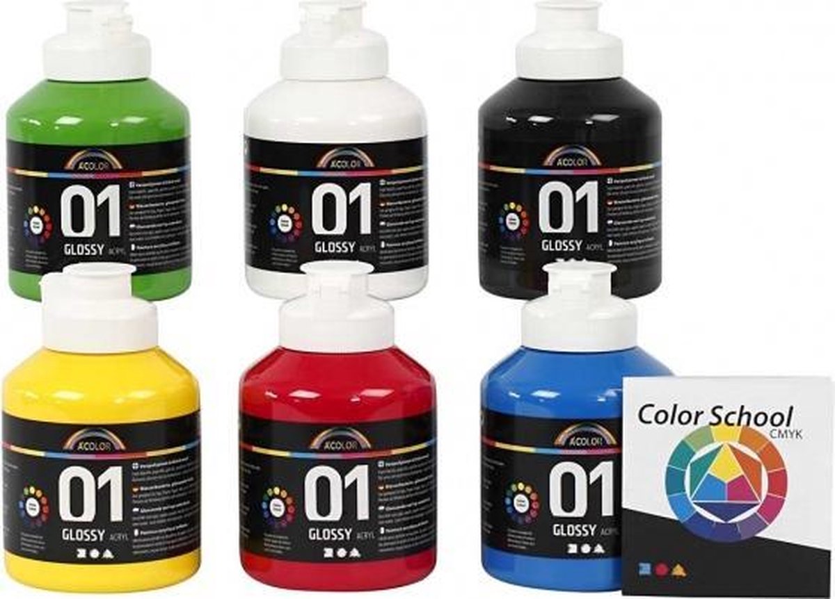 acrylverf glossy 6 stuks 500 ml multicolor