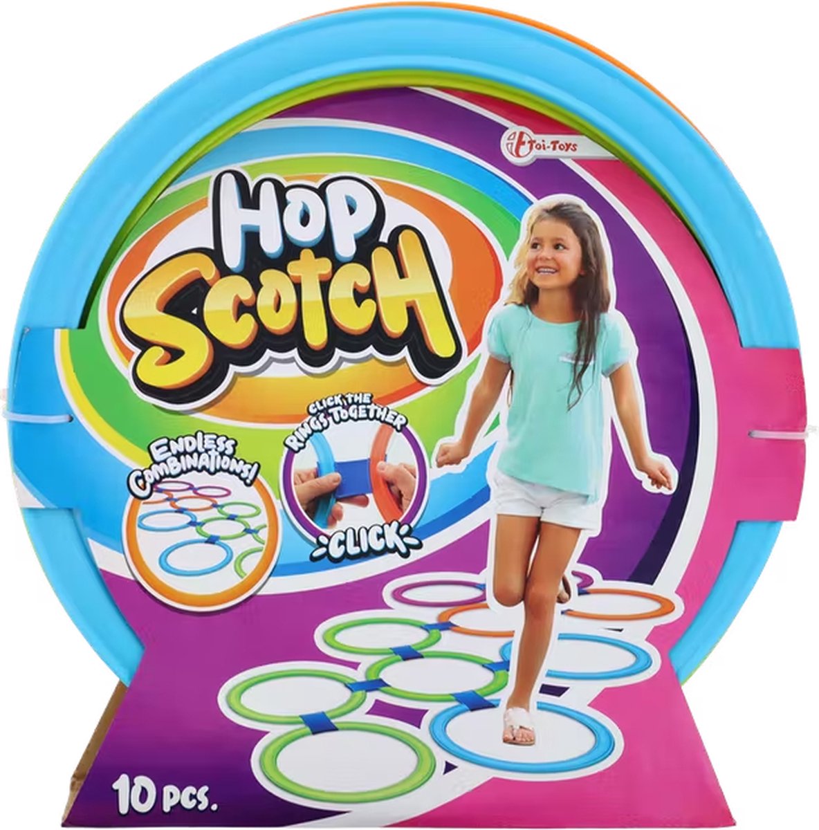 Toi-Toys® HopScotch Hinkelspel -Hinkelspel - Hinkelen Ringen - 10-rings Hinkelbaan - Speelgoed Hinkelbaan - Hoepels -Vanaf 4 Jaar