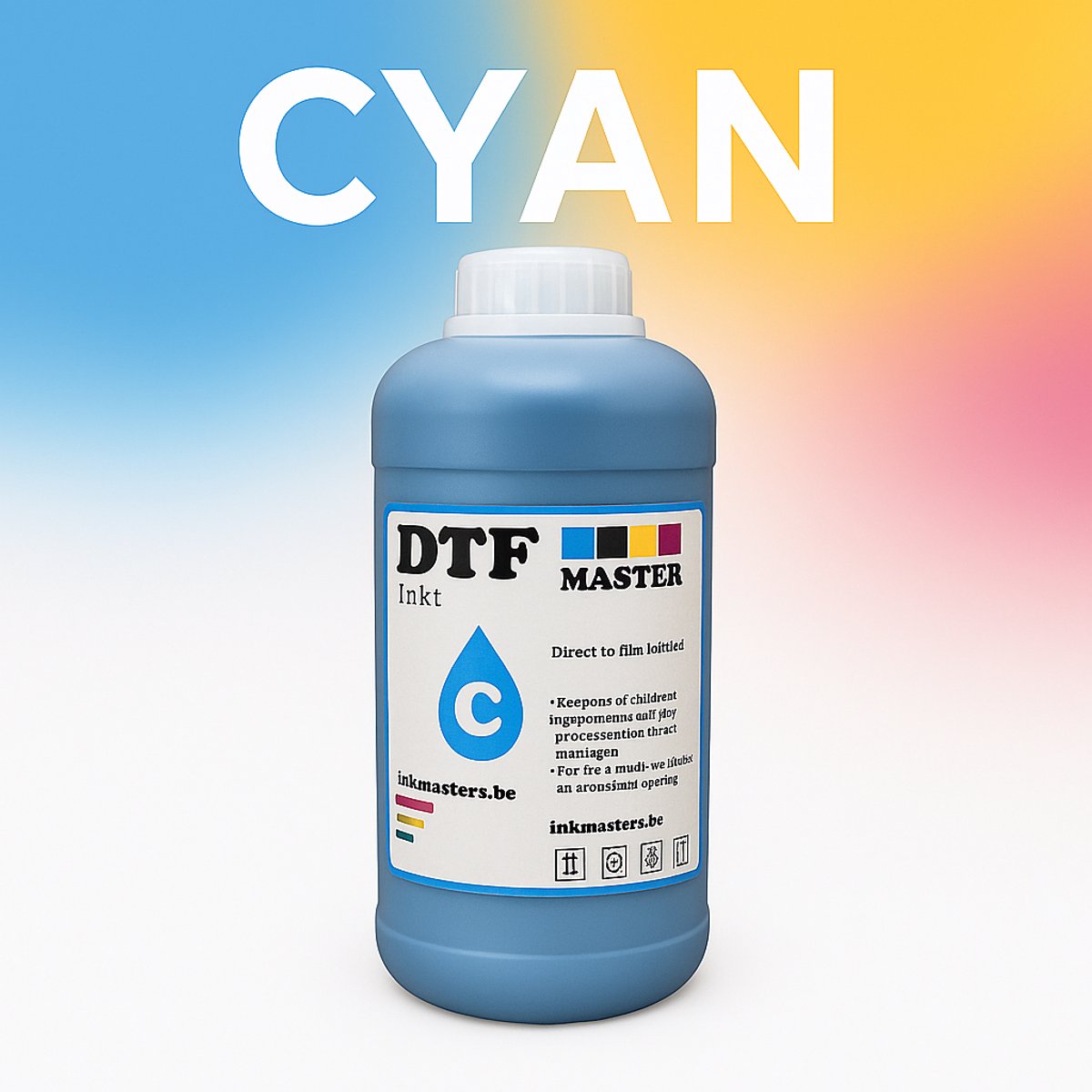 DTF INKT -PRINTMASTERS-CYAN -HIGH KWALITEIT-DTF PRINTER-1 LITER-BLAUW