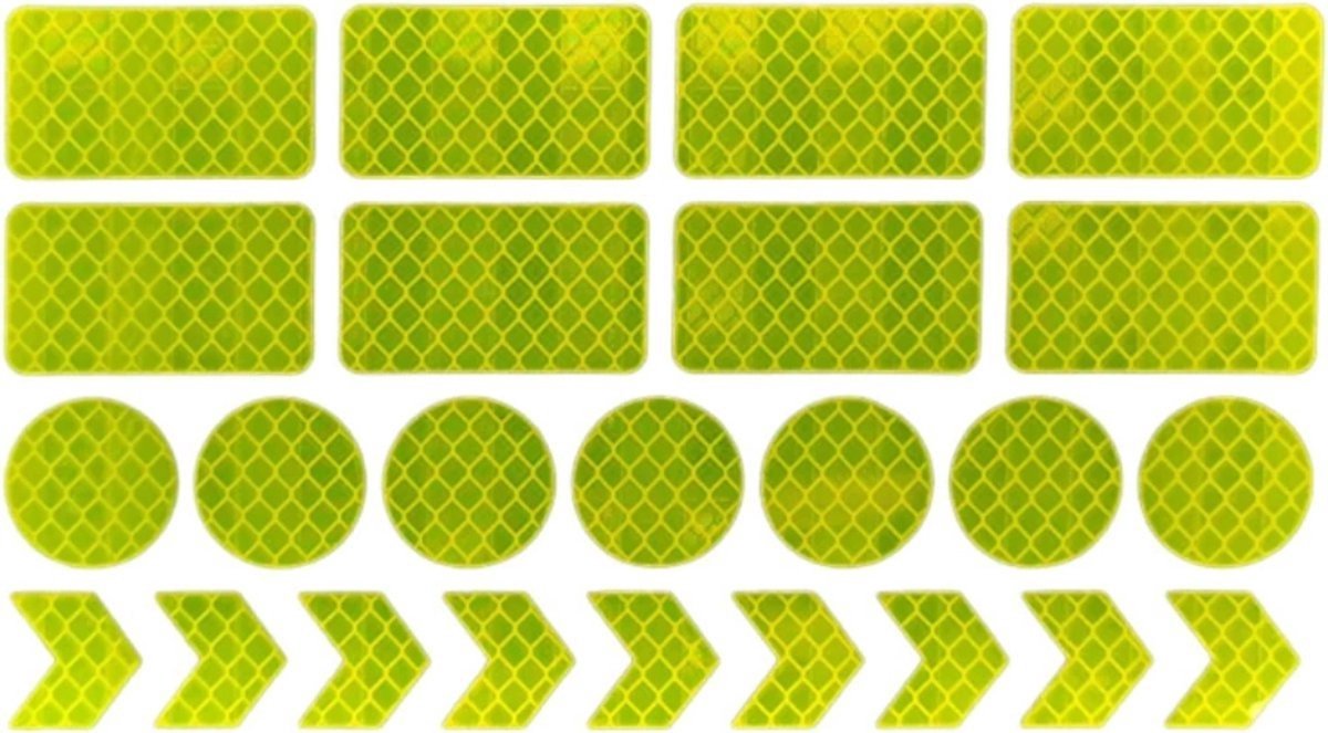 Reflecterende stickers - 24 stuks - fluoriserend geel
