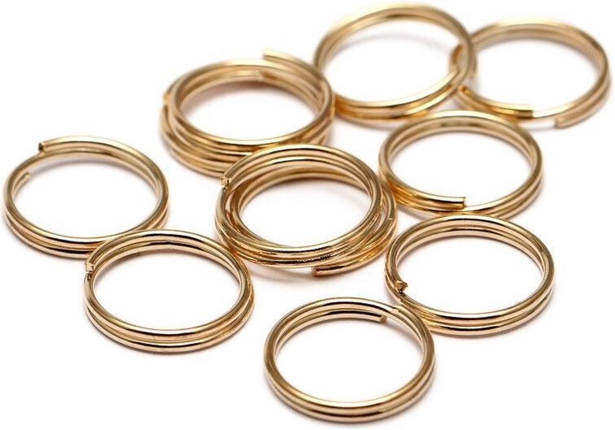 Sleutelring - 12mm - Geelgoud - Per 10 stuks